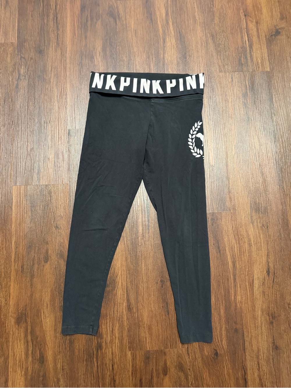 PINK Victoria's Secret Black Fold-over Leggings